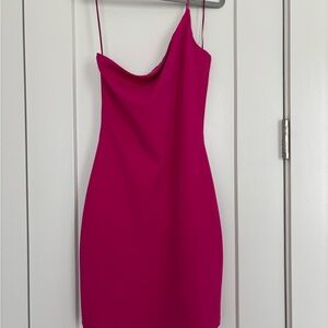 Like new! Boutique Velv One-shoulder Mini Dress Fuscia - Size Small